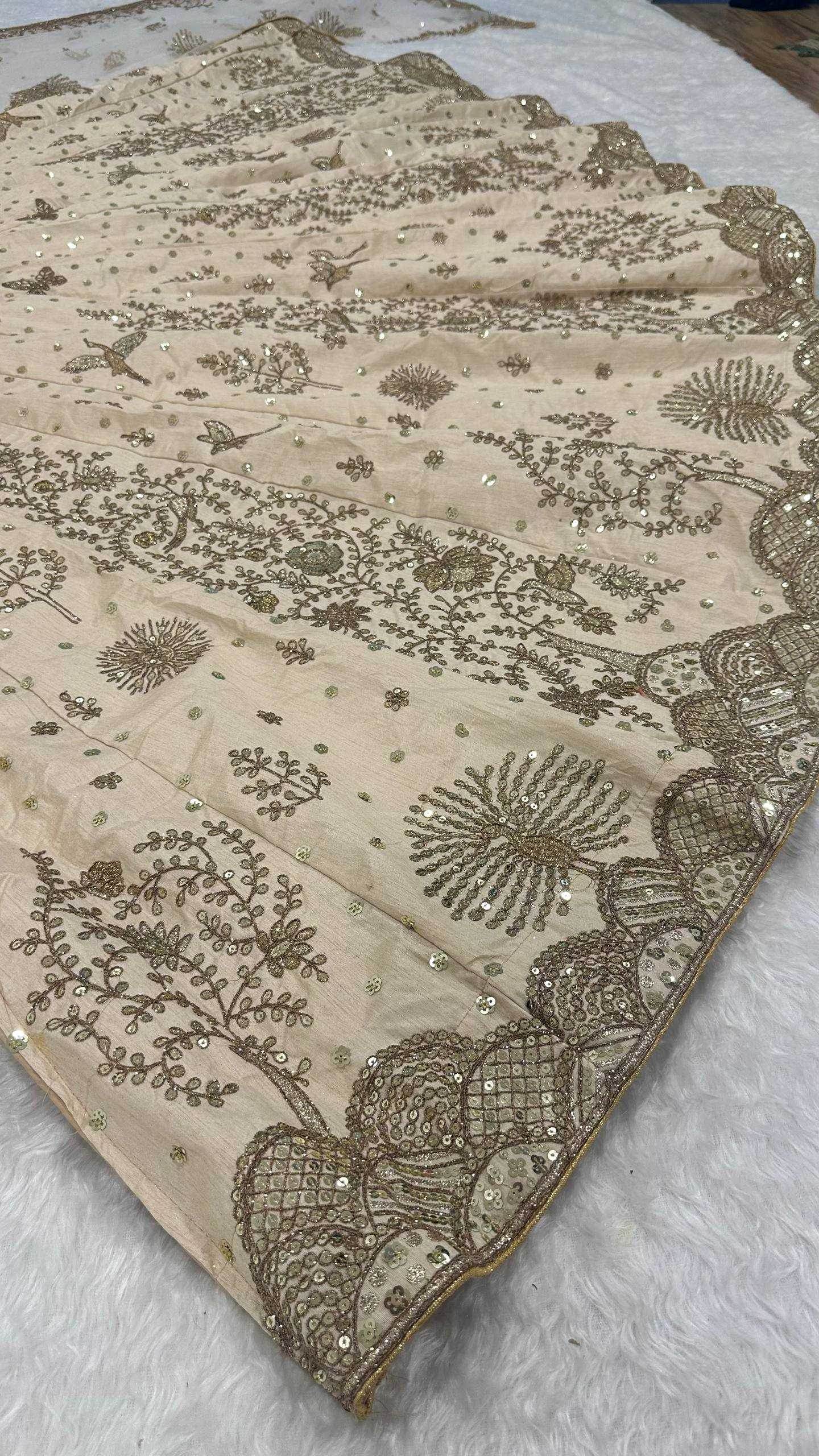 Slub Silk Embroidered Lehenga - MYLUXURY LANE ENTERPRISE